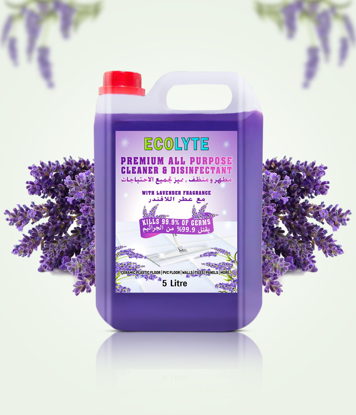 Ecolyte Premium All-Purpose Plus Disinfectant Cleaner, Safe for All Surfaces, Removes Grime, Leaves Floors Spotless, Powerful Cleaning Solution - ECOLYTE+