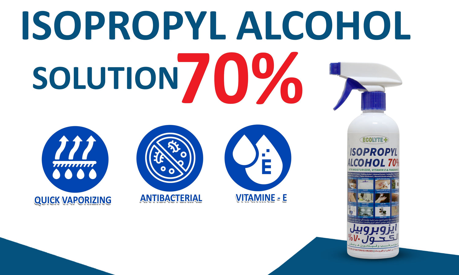 Stay Protected with ECOLYTE+ Isopropyl Alcohol 70%: Ultimate Germ Protection and Moisturizing Formula - ECOLYTE+