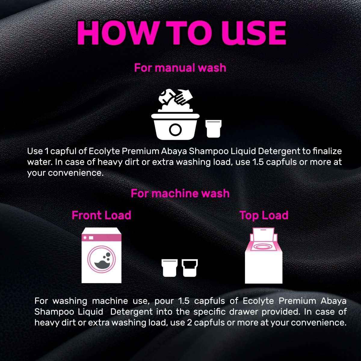 Premium Abaya Shampoo, Liquid Detergent, Color Protection, Perfect Cleanliness, Radiantly Black Gentle Fabric Care, Dirt Removal & Long Lasting Fragrance