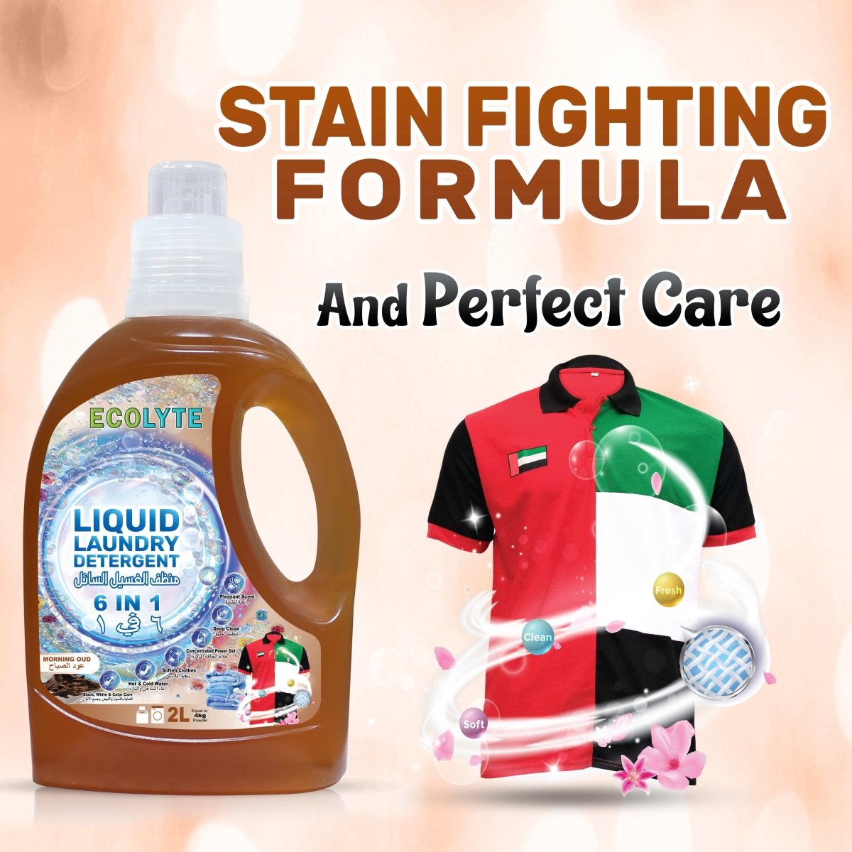 Liquid Laundry Detergent - (Ocean Breeze, Spring Blossom, Morning Oud & Royal Roses - 2 Liter, Pack of 4) - Ecolyte Plus