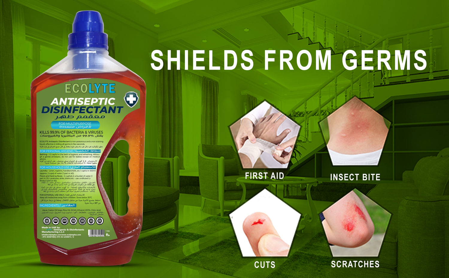 ECOLYTE+ Premium Antiseptic Disinfectant Liquid: Your Ultimate Solution for Germ Protection